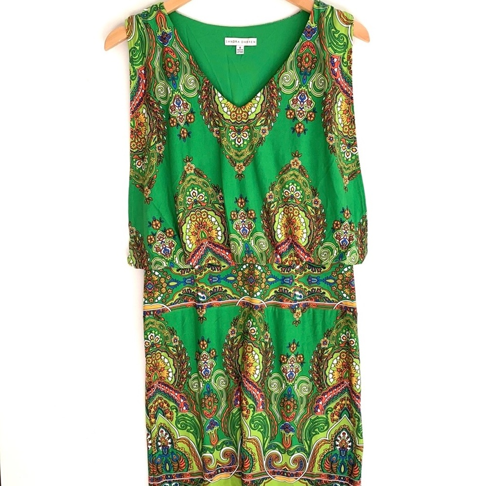 Sandra Darren‎ sleeveless Tribal print sleeveless dress, Size 8